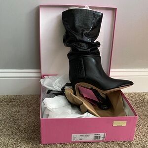 Paris Texas Black Croc-Embossed Ankle Boots